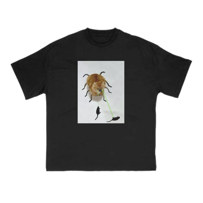 Unisex Spidercat Catching Mice Print T-shirt