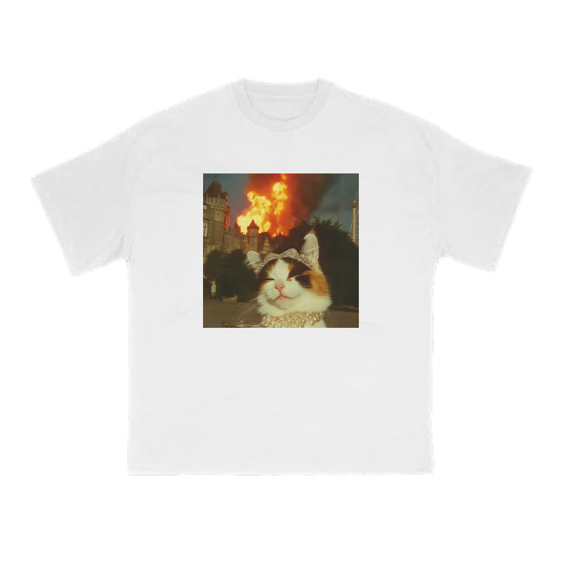 Unisex Pampered Noble Cat Print T-shirt