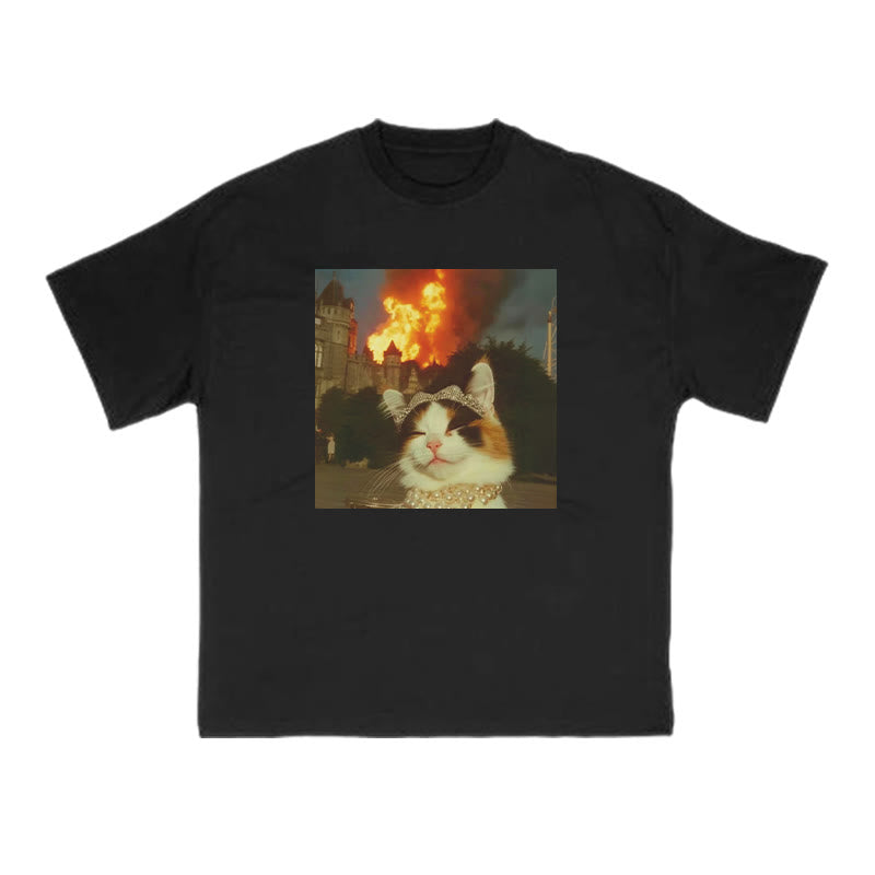 Unisex Pampered Noble Cat Print T-shirt