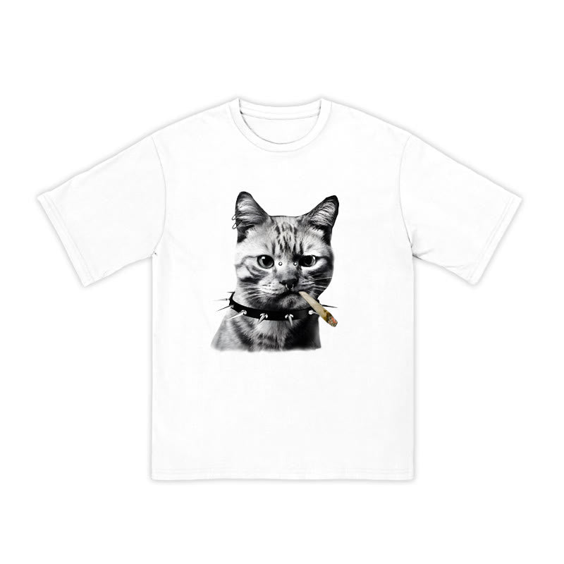 Unisex 100% Cotton Provocative Cat Print T-shirt