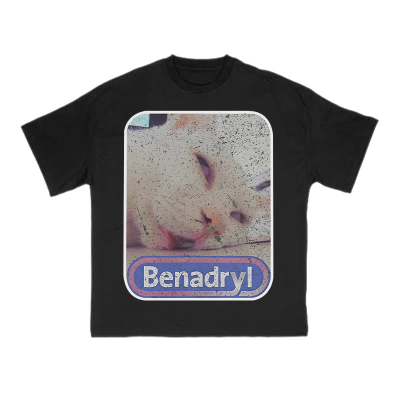 Unisex Benadryl Meme Cat Art Print T-shirt