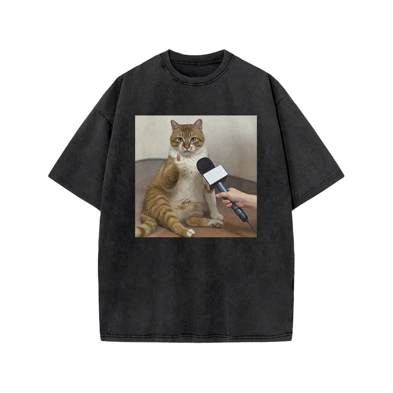 Unisex Say To Your Owner Meme Cat Art Print Acid Washed T-shirt