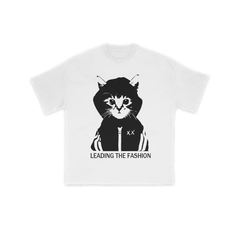 Unisex Fashion Cat Art Print T-shirt