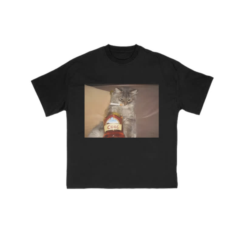 Unisex Cool Cat Art Print T-shirt