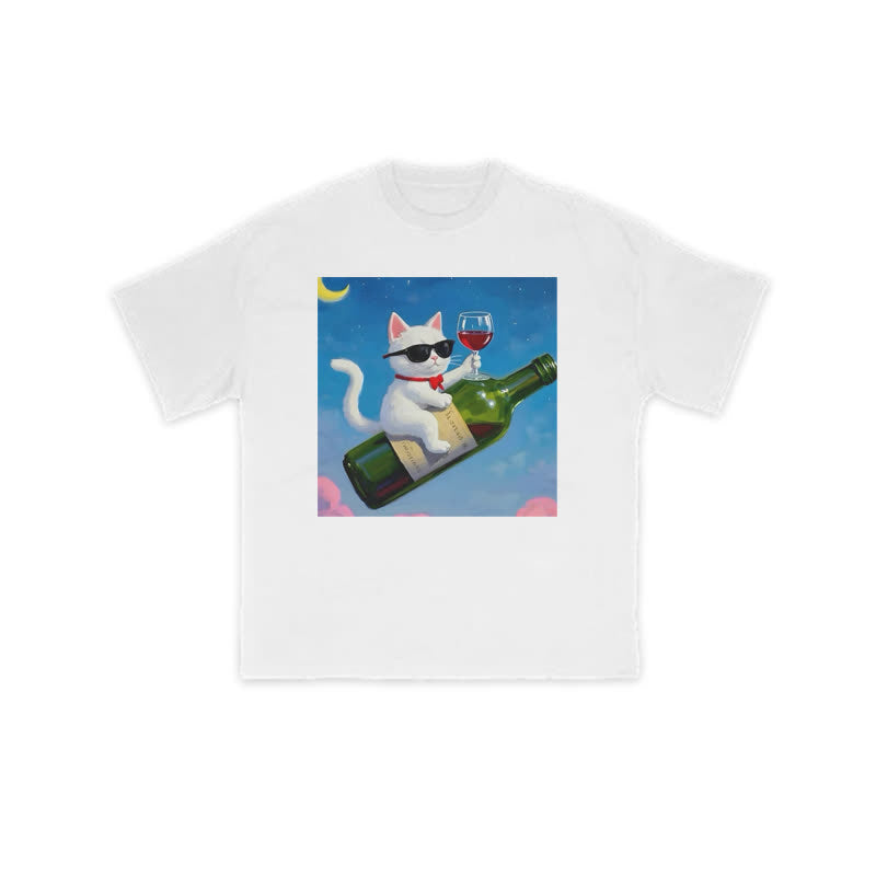 Unisex Noble And Elegant Cat Print T-shirt