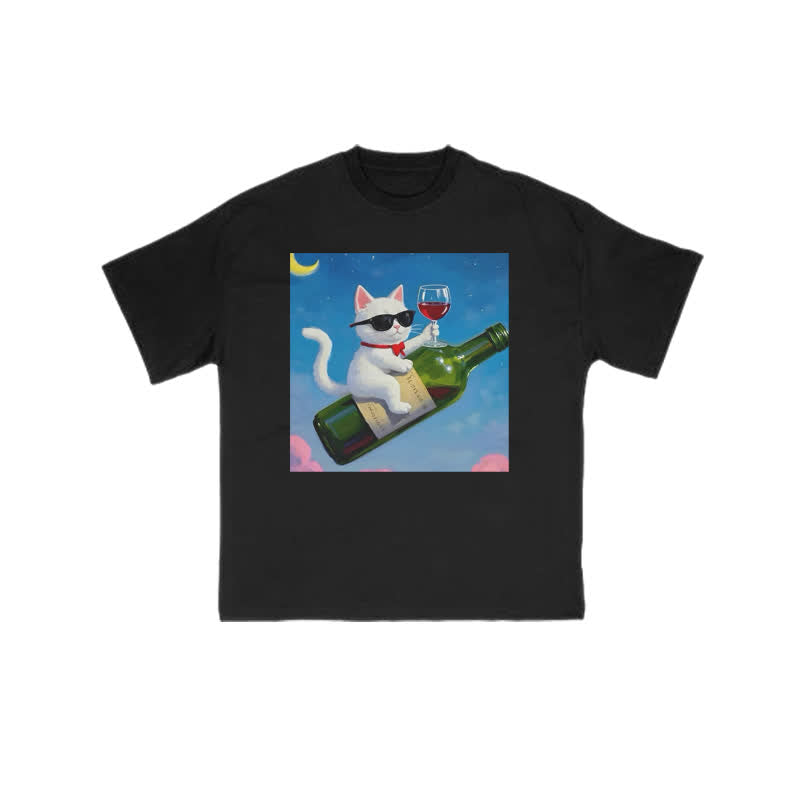 Unisex Noble And Elegant Cat Print T-shirt