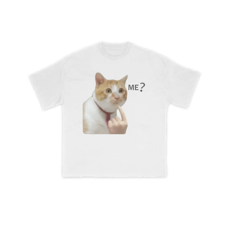 Unisex Suspicious Cat Print T-shirt