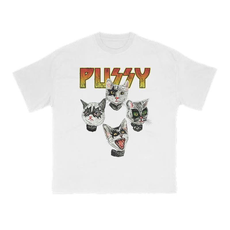 Unisex Punk Pussy Creative Print T-shirt