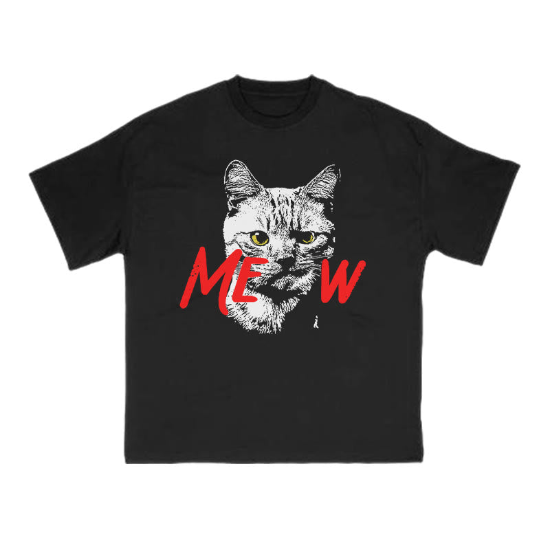 Unisex Meow Cat Creative Print T-shirt