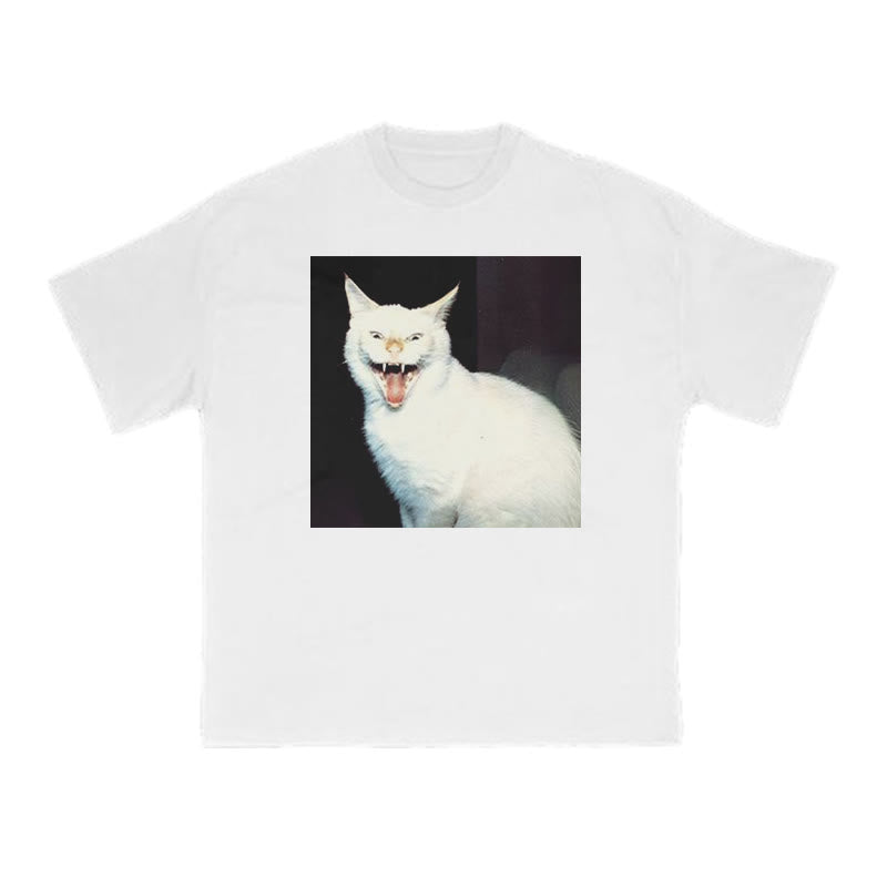 Unisex Fierce Cat Print T-shirt
