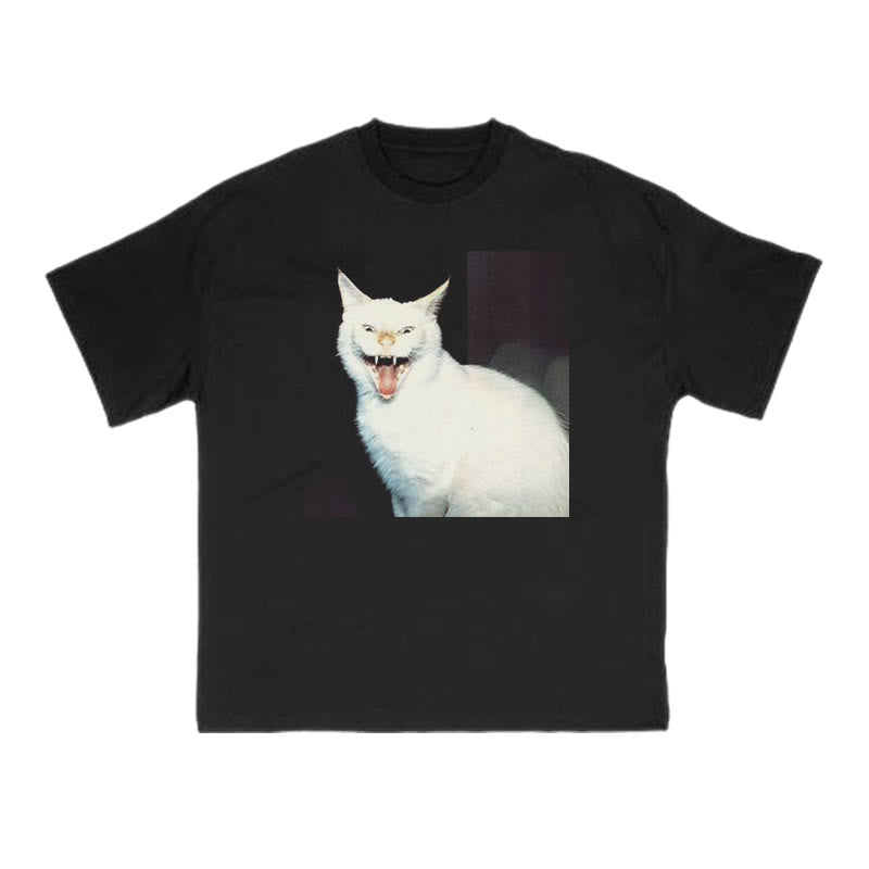 Unisex Fierce Cat Print T-shirt