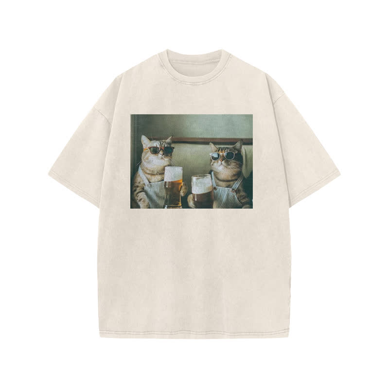 Unisex 100% Cotton Cheers Print Acid Washed T-shirt