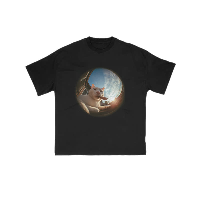 Unisex 100% Cat In Camera Print T-shirt