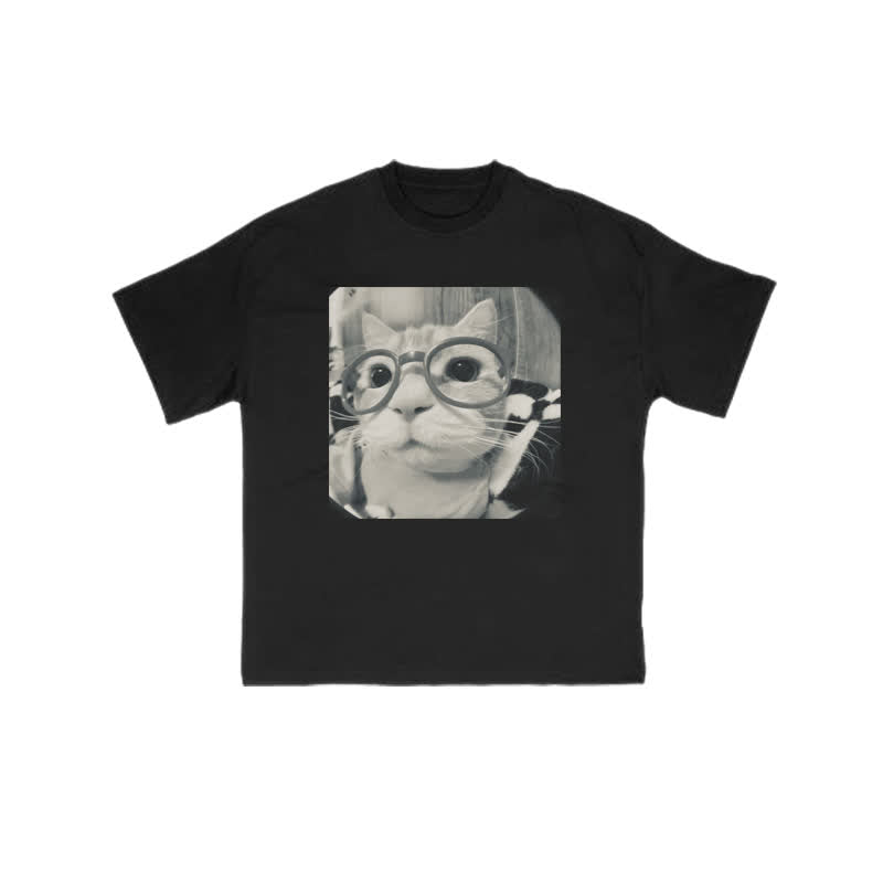 Unisex 100% Cute Cat Staring At You Print T-shirt