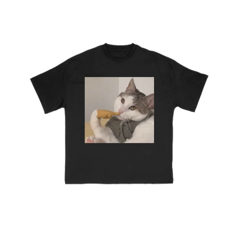 Unisex 100% Thinking About Cats Print T-shirt