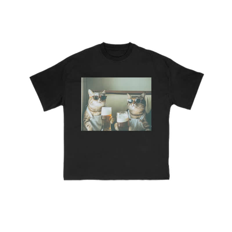 Unisex 100% Cheers To The Cat Print T-shirt