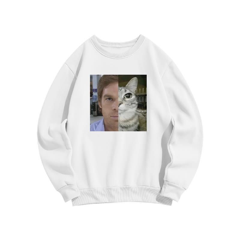 Unisex Patchwork Cat Print Sweatshirt