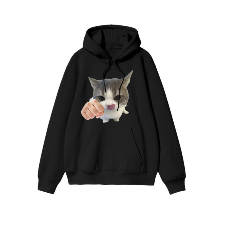Unisex Kung Fu Cat Print Hoodie