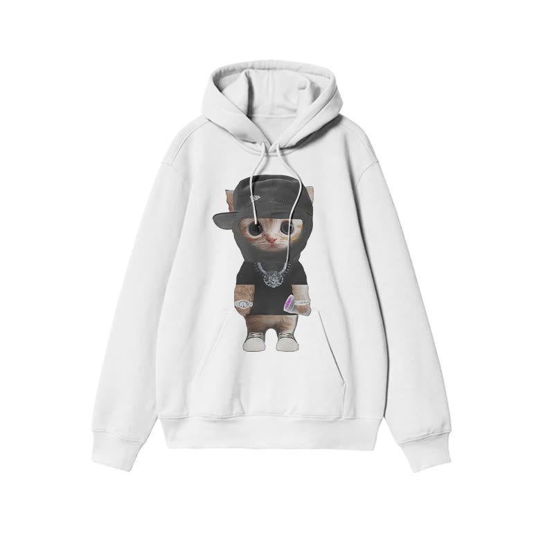 Unisex Street Style Cat Print Hoodie