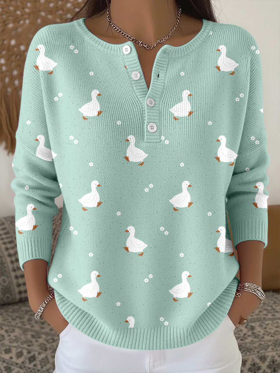 Women's Cute Duck Pattern Cozy Knit Top