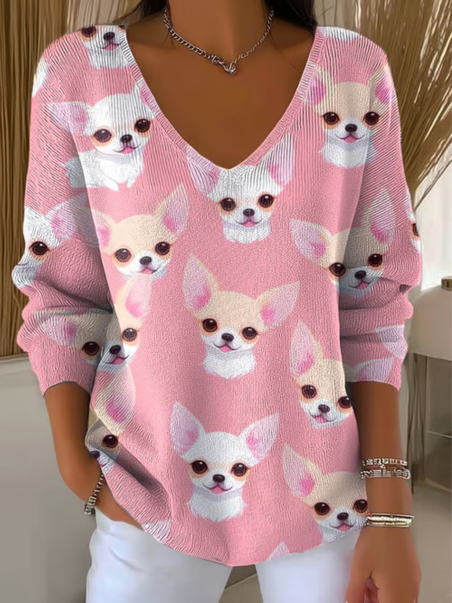 Women's Chihuahuas Print Casual Top