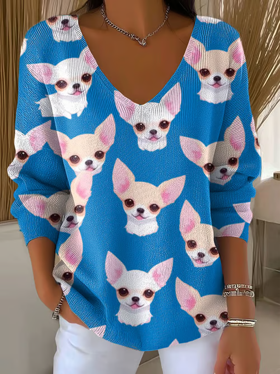 Women's Chihuahuas Print Casual Top