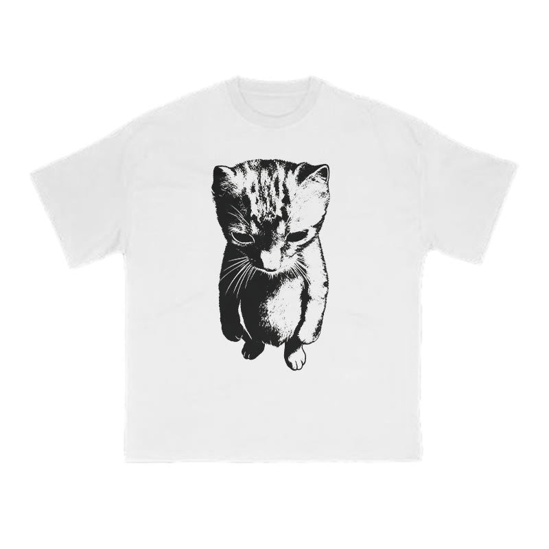 Funny Cat Meme Print T-shirt