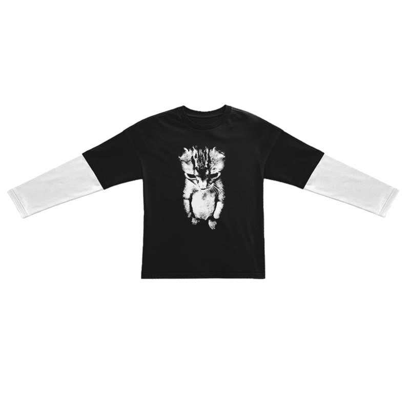 Funny Cat Meme Print Layered-style T-shirt