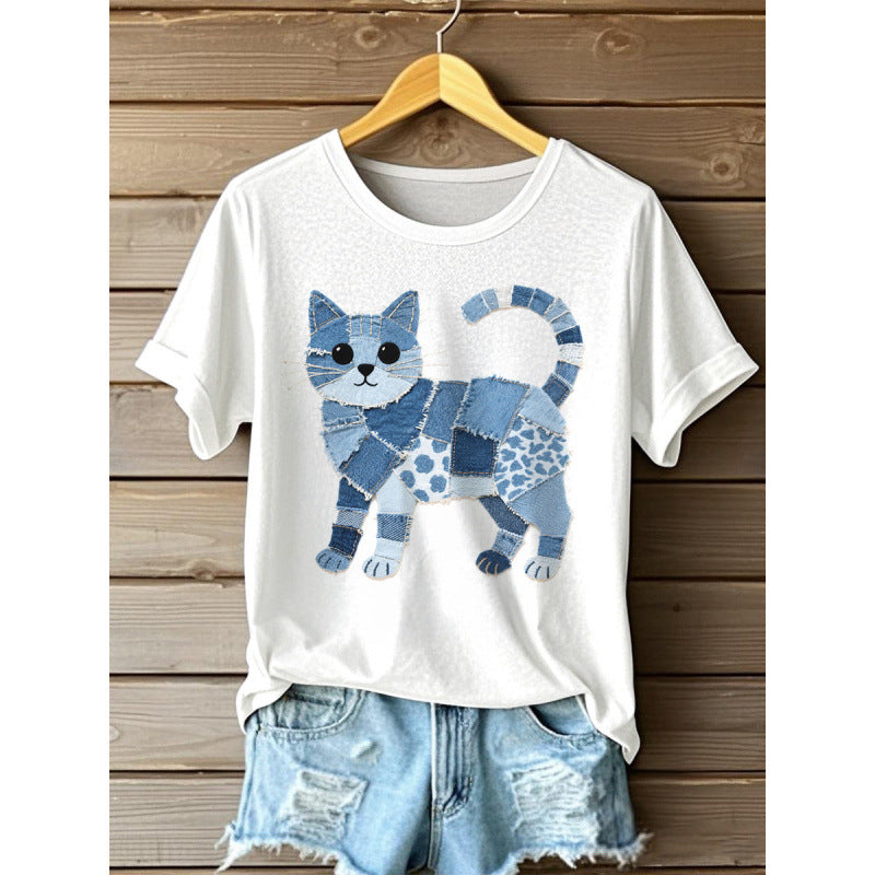 Women's cat lover crew neck t-shirt