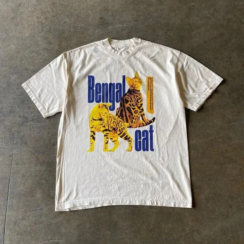 Cat lover Harajuku retro fashion oversized shirt