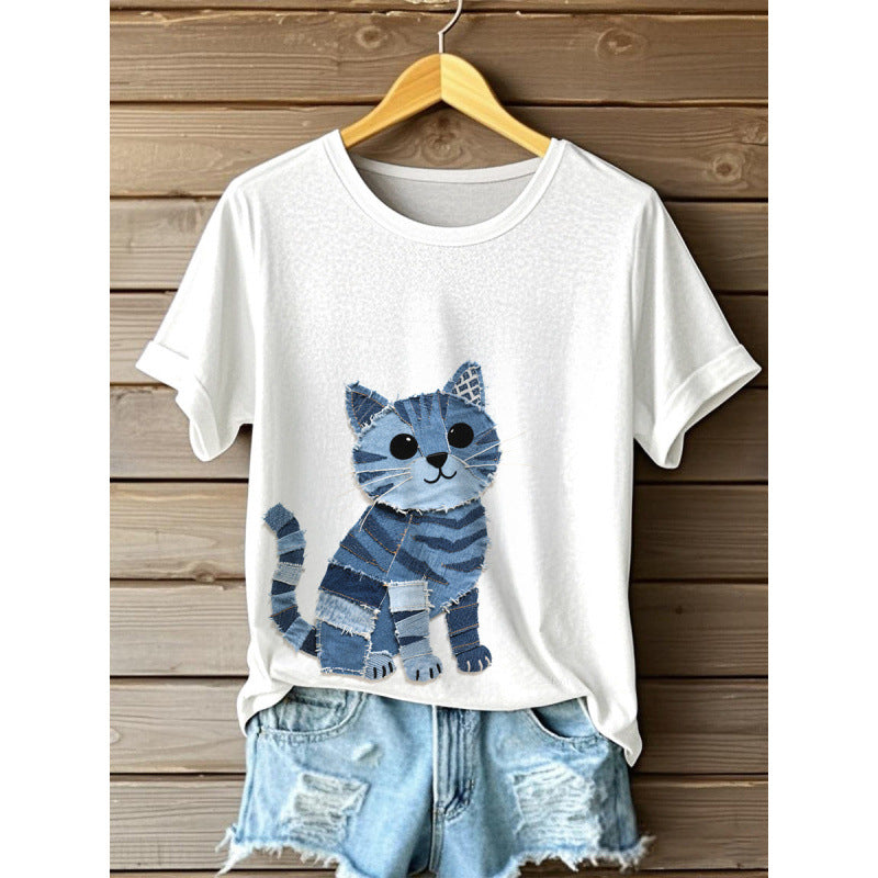 Women's cat lover crew neck t-shirt
