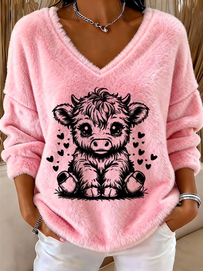 Women's Highland Sweetheart Cow Flannel Top
