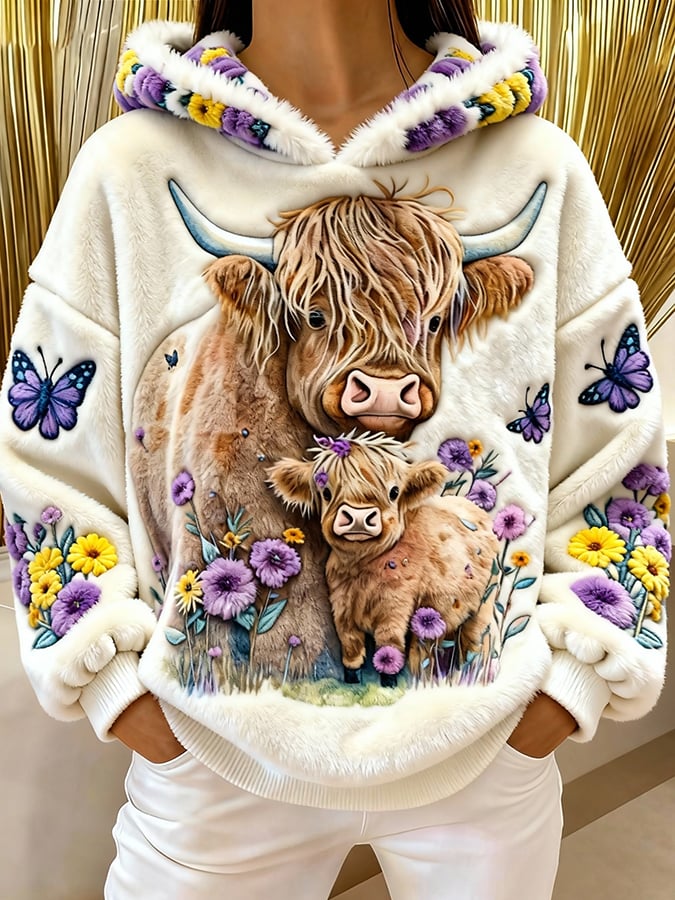 Women'S Highland Denim Print Flannel Hoodie