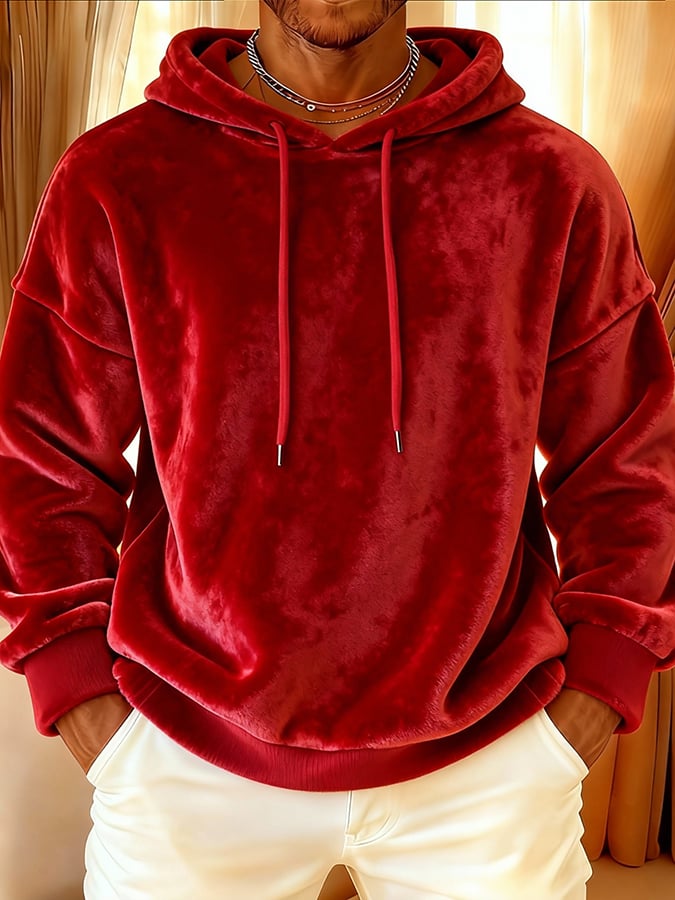 Men'S Flannel Casual Hooded Top