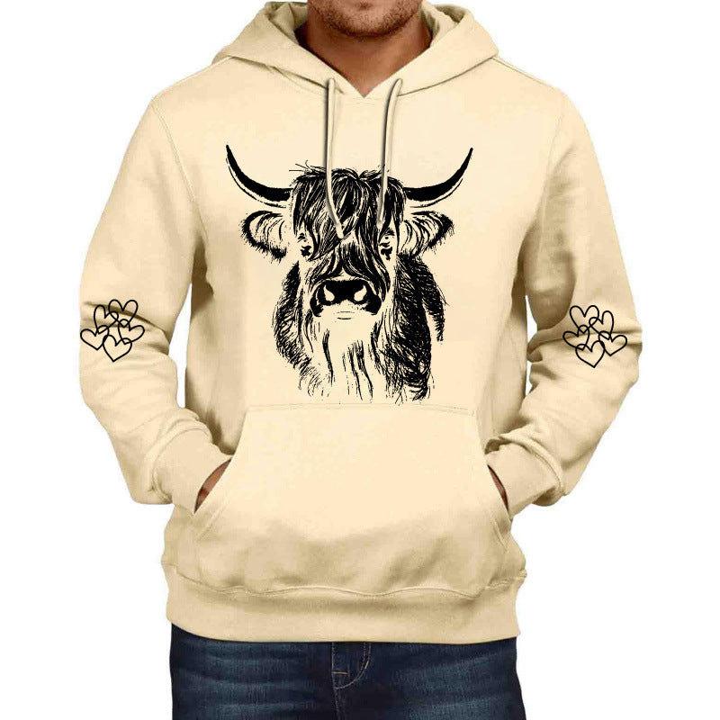 Unisex Highland Cattle Casual Hooded Sweatshirt